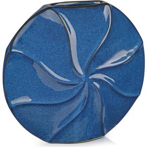 Blue Ceramic Vase for Home Decor  13" x 11.8" Modern Decorative Vase for Pampas Grass, Artificial Flowers & Dried Bouquets  Elegant Textured Flower Vase for Living Room, Bedroom & Office (Medium) Blue Ceramic Vase for Home Decor  13" x 11.8" Modern Decorative Vase for Pampas Grass, Artificial Flowers & Dried Bouquets  Elegant Textured Flower Vase for Living Room, Bedroom & Office (Medium)