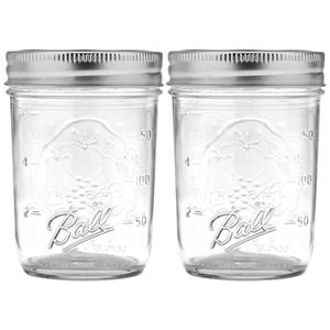 Ball Regular Mouth Mason Jars with Lids & Bands, Half Pint, 8-oz (2-Pack)