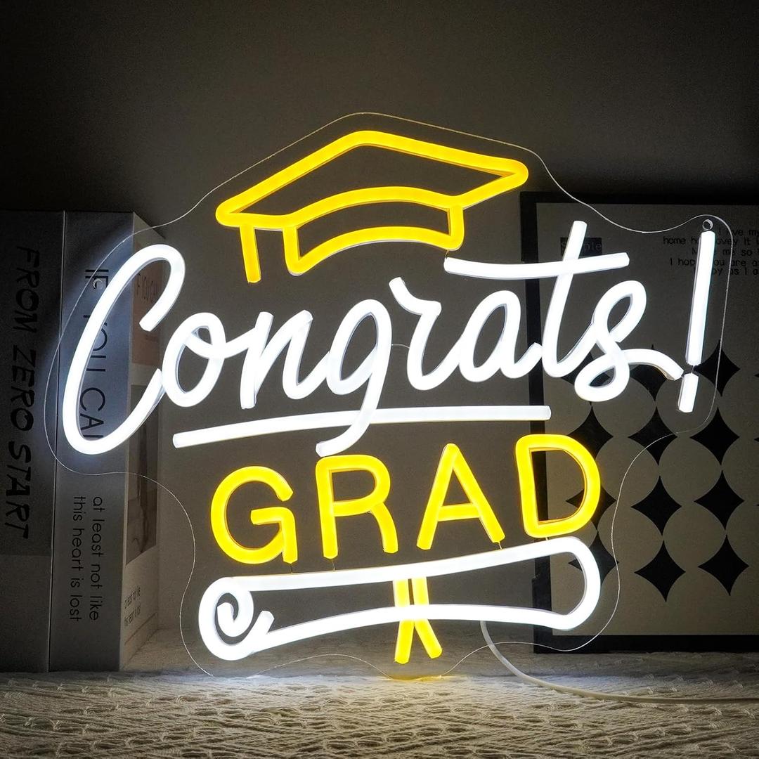 Congrats Grad Neon Sign for Wall Decor Dimmable Class of 2026 Led Lights Signs for Letters Congrats Neon Light Room Decor for Prom Party Celebration Dorm Decor Graduation Gift for Students