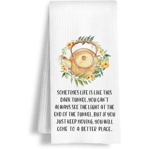 3 x ArtisaEura Inspirational Life Quote Kitchen Towels, Motivational Saying Dish Tea Hand Towels for Kitchen Bathroom Decor, Positive Affirmation Gifts for Women, 16x24 Inch