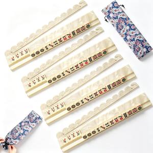 20 Inch Mahjong Rack with Magnetic Pushers Set of 4, Heavy-Duty Acrylic Mahjong Rack and Pusher Set with Carry Bag Tiles Holders American Mahjong Accessories (Beige)