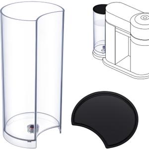 Water Tank Reservoir Replacement & Black Lid Cover Compatible with Nespresso Vertuo Next, Compatible with Krups XN910B XN9105 XN910C Coffee Machine, Coffee Machines Replacement Parts, Clear