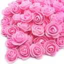 D-Seven Artificial Flowers 100PCS 3CM Mini Fake Roses for DIY Wedding Bouquets Centerpieces Party Baby Shower Scrapbooking Gift Box DIY Crafts Wreath (Pink)