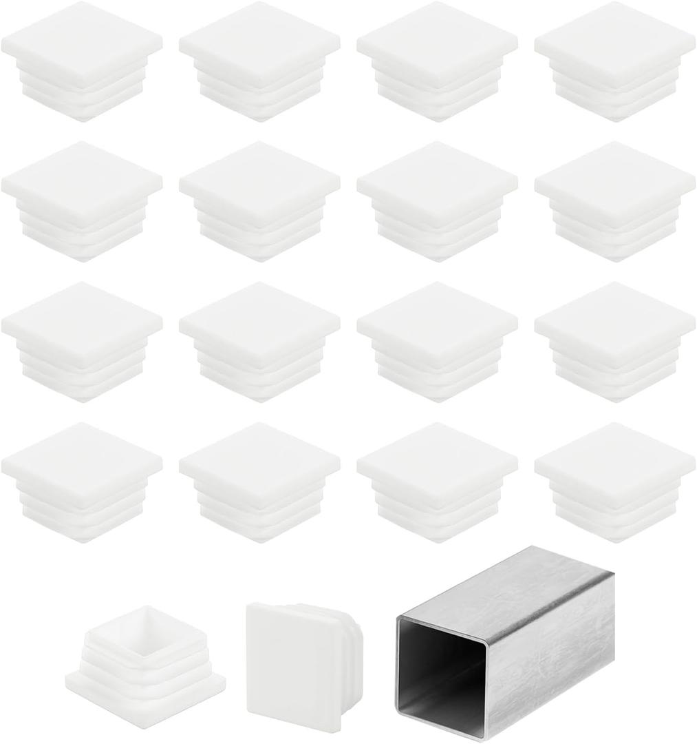 uxcell 1 3/16" (30mm) Square Tubing End Caps, 32 Pcs Plastic Hole Plugs Insert End Cap for Metal Tubing Post Chair Leg Table Bookshelves Furniture, White