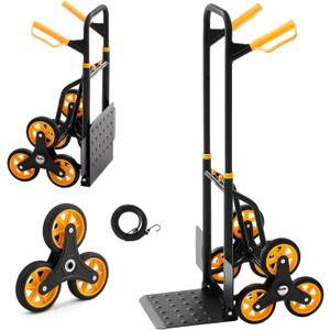 VEVOR Stair Climbing Cart 440 lbs, 330 lbs Stair-Climbing Capacity, Heavy-Duty Folding Trolley Cart with Telescoping Handle, 6 Wheels and 2 Bungee Cords for Home, Groceries, Warehouse (23.6" x 18.1" x 42.9")