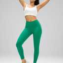 MCEDAR Compression Leggings No Front Seam for Women 25" with Pocket High Waisted Tummy Control Yoga Pants (Green, M)
