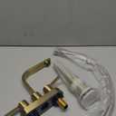 Gold Bathroom Faucet 4 Inch Centerset 3 Hole Lavatory Sink Faucet with Metal Overflow Drain, Non Rust 304 Stainless Steel, Swivel Spout, Brushed Gold