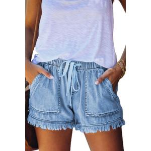 YOCUR Womens Lightweight Shorts Casual Baggy Trendy Hot Pants Elastic Waist Drawstring Comfy Shorts (X-Small)
