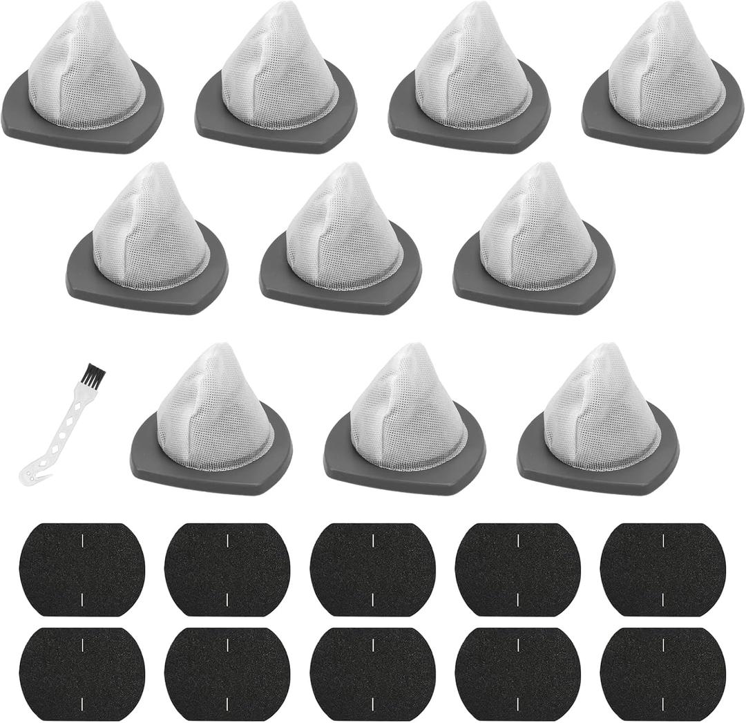 10 PACK 2033 Vacuum Filter Replacement fits for Bissell Featherweight Stick Lightweight Bagless Vacuum Cleaner Parts, 2033, 20331, 20333, 20334, 20336, 20339, 2033M, 10 Mesh Filters & 10 Foam Filters
