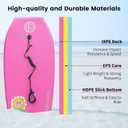 Bodyboard with Wrist Leash Lightweight Body Board for Adults with EPS Core 33/37/41 Inch Choose Color