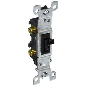Leviton 15 Amp, 120 Volt, Toggle Framed Single-Pole AC Quiet Switch, Residential Grade, Grounding, 1451-2E, Black