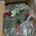 Christmas Garland Artificial Pine Decoration - 2 Pack Fake Green Cedar Garland Realistic Christmas Norfolk with Berry for Winter Holiday Mantle Fireplace Table Wall Window