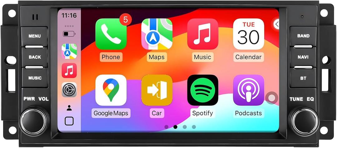5G WiFi(6) Car Radio for Jeep Wrangler 2007-2018 Chrysler Dodge Ram 1500, Android13/Wireless CarPlay/Android Auto/ 7inch Touch Screen/GPS Navigation/Bluetooth/FM/HD Backup Camera (2+64)