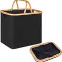 Laundry Basket with Handles, Collapsible Laundry Baskets Hampers for Laundry, Versatile Storage Basket and Small Laundry Basket for Toys, Blankets and Clothes, 60L Black