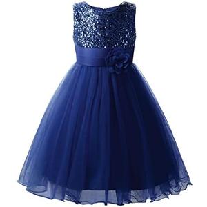Uhnice Sequin Sleeveless Tulle Mesh Flower Girl Party Dress, Size 140