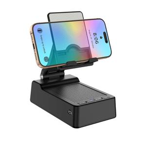 Cell Phone Stand with Wireless Bluetooth Speaker Adjustable Holder Anti-Slip Base HD Surround Sound for Home, Desk & Outdoors Compatible with Mobile & Tablets