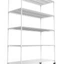 Wire Shelving Unit 5 Tier NSF Metal Shelf,6000lbs Capacity Heavy Duty Adjustable Storage Rack with Wheels & Shelf Liners for Commercial Grade Utility Steel Storage Rack , 82"H x 48"L x 24"D - White