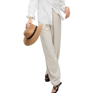 Women's High Waist Wide Leg Pants, Relaxed Beach Trousers with Side Pockets, Fit for Casual Wear Small 