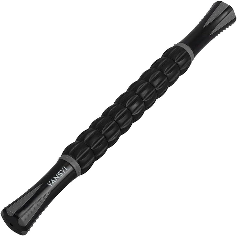 Yansyi Body Massage Roller Stick for Athletes - Release Myofascial Trigger Points Reduce Muscle Soreness Tightness Leg Cramps & Back Pain for Physical Therapy & Recovery (Gray)