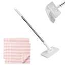 Gpbrnh Snap Grip Mini Mop Set, Zero Touch Mops with Hands-Free Cloth Change, 180° Rotating Head Mini Mops for Small Spaces, Kitchen Bathroom Tile Cleaning, Includes 1 Mop + 6 Reusable Cloths