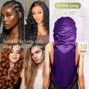4 x BONNET QUEEN Extra Long Braid Bonnet for Sleeping Silky Satin Foldable Weave Locs Curly Wigs Extensions Hair Tie Band Large 30" Purple