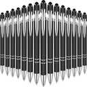 Zonon 38 Pieces Rubberized Ballpoint Pen with Stylus Tip Stylish Metal Pen Capacitive Styli with Soft Rubberized Grip, Black Ink for Most Devices(Black)