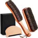 4 Pcs Horsehair Felt Hat Brush Kit with Cleaning Sponge Cowboy Clean Hat Wood Fedora Hat Cleaning Set Baseball Cap Lint Brush Remove Dust for Hair Furniture Suits Clothes(Style D)