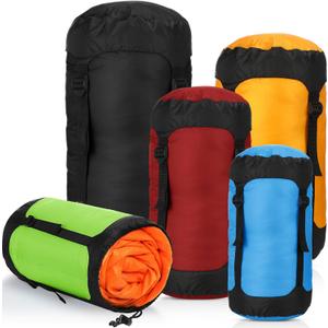 5 Pcs Compression Sacks for Backpacking 5L/10L/15L/20L/35L Camping Sleeping Bag Stuff Sack Water Resistant Sleeping Bag Storage Sack for Space Saving Hiking Gear (Classic Colors)