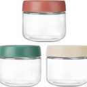 3Pack Overnight Oats Containers with Lids,10oz Glass Jar with Scew Lid,Salad Dressing Fruit Veggies Sauce Snacks Meal Prep Food Containers,Spice Jars,Wide Mouth Storage Containers