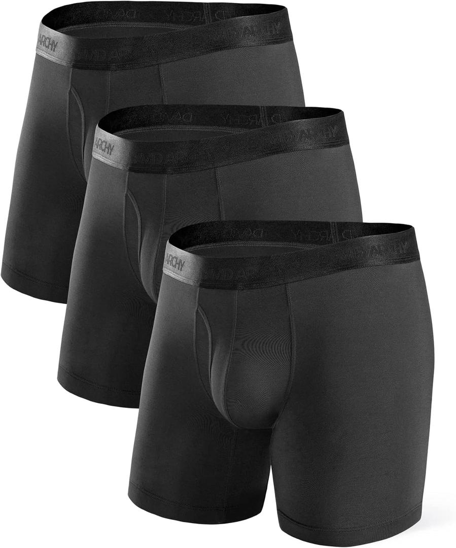 DAVID ARCHY Men's Underwear Modal Ultra Soft Trunks Second Skin Breathable with Support Pouch Boxer Briefs for Men Multipack. L
