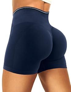 Ieumaz Amplify Scrunch Butt Lifting Gym Workout Shorts 4.5" Seamless Contour Tummy Control Biker Yoga Shorts for Women (X-Small, Color: Amplify Heavy Blue)