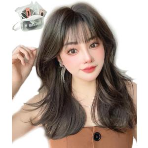 MGRANDE wig premium line 【 active top stylist produce 】 6 items set inner color line women's original wig semi-long small face effect（Seoul brown black DY71B）
