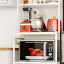 S1 Kitchen Bakers Rack with Power Outlet, Microwave Stand with Storage 5-Tiers, Freestanding Coffee Bar Table with 4 Hooks, Kitchen Storage Shelf 13" D x 22.9" W x 58.3" H, Rustic Brown