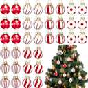 Zhanmai 36 Pcs Red and White Mini Christmas Ball Ornaments 1 Inch Glass Candy Balls Miniature Ornaments Hanging for Christmas Tree Holiday Party Decoration