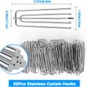 Curtain Pleat Tape with 50 Hooks, 11 Yards /10 Meters Pleater Tape for Curtains, Included 50Pcs Stainless Steel Hooks with 4 Prongs, Pinch Pleat Curtain Tape and Hooks for Making Pleated Curtain