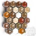 Homazing Set of 24 Hexagon Glass Spice Jars with Shaker Lids and Labels for Refrigerator, Kitchen, RV Travel Trailer Magnetic Containers