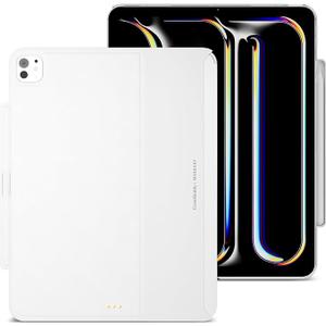 MAGEASY CoverBuddy iPad Case Fits Magic Keyboard for iPad Pro 13” (M5 & M4, 2024–2025) Magic Keyboard Compatible iPad Pro Case with Heat Dissipation, Builtin Pencil Holder (Leather White 5.05)
