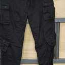 OCHENTA Men's Cotton Casual Cargo Work Pants Baggy Camo Tactical Combat Trousers with 8 Pockets (No Belt) (34, #3357 Black)