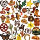9 x AUGSUN 36pcs Western Iron On Patches Brown Theme Iron on Patches for Boys Western DIY Sew Applique Repair Patch Cute Sew on Patches for Clothing Jacket Jeans Pants Dress Backpack Hats Decorations