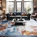 Area Rug 5x7 Washable Rugs Modern Abstract Area Rug Soft Non-Slip Non-Shedding Faux Wool Stain Resistant Floor Carpets for Living Room Bedroom Dining Room Kids Room Home Office (Gold/Multi, 5' X 7' (Rectangular) 