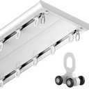 Double Row Curtain Track Ceiling Mount, Silent Heavy Duty Drop Aluminum Track Set for Curtains-Room Divider, Flexible Bendable Curtain Rail System for Living Room Bedroom(White,1m3.3ft)