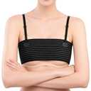 Breast Implant Stabilizer Band with Adjustable Removable Shoulder Straps, Invisible Touch Fastener, Post Surgery Compression Wrap for Breast Augmentation, Reduction & Mastectomy Recovery (12cm, Black)