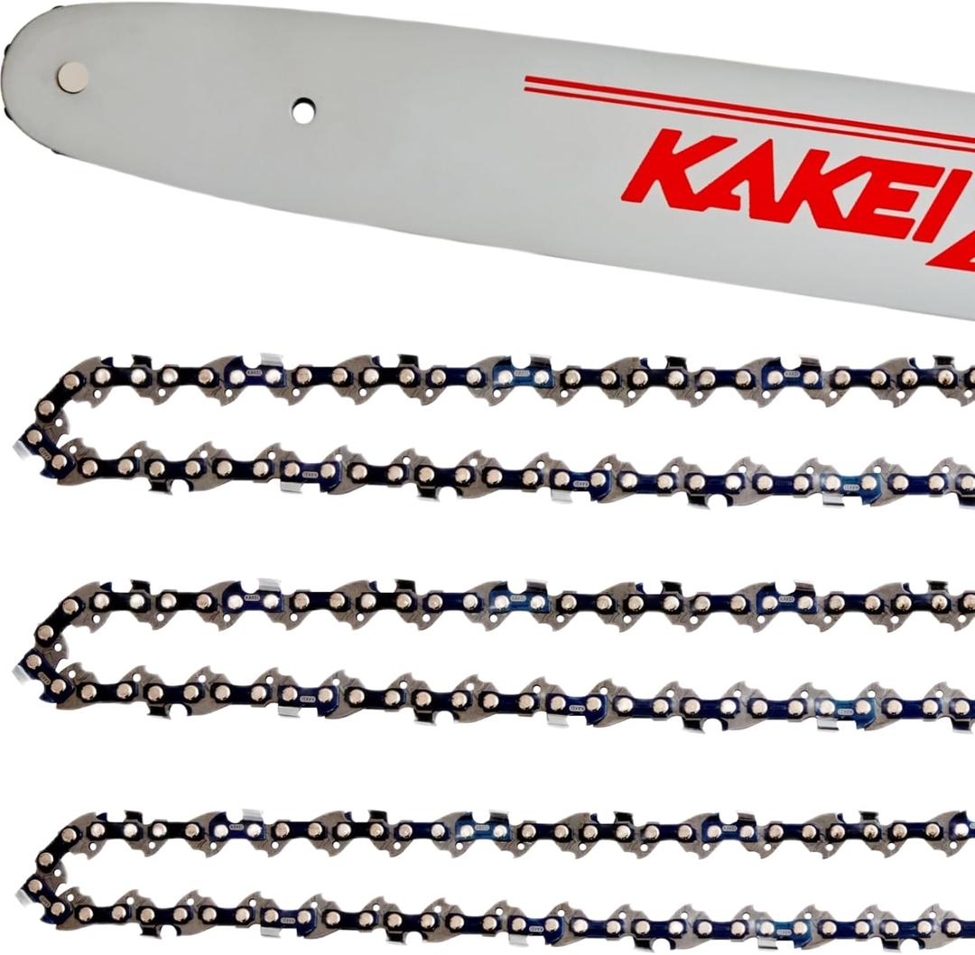 KAKEI 18 Inch Chainsaw Bar& Chain Combo .325" Pitch .050" Gauge, 72 Drive Links (3 Chains+ 1 Bar)