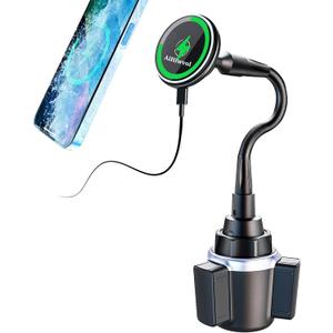 for Qi2 15W Magsafe Car Cup Charger, Heat Restriction, Fast Charging Magnetic Cup Holder Phone Holder, Wireless Charger for iPhone 17 16 15 14 13 12 Series with 40" C-C Cable (No Car Adapter)