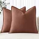 MIULEE Decorative Linen Euro Sham Pillow Covers 24x24 Autumn Glaze Boho Farmhouse Neutral Couch Throw Pillows for Bed Pack of 2 Accent Modern Pillowcase Sofa Livingroom Home Decor