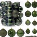 41PCS Dark Green Christmas Ornaments Set - Shatterproof Christmas Tree Ornaments with Icicle for Holiday Party - Vintage Xmas Decorations in 4 Sizes