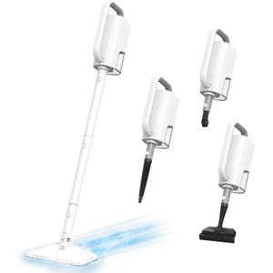 Steam Cleaner, 6 in1 Rotated Steam Mop Cleaner with 2 Modes, 2 Microfiber Pads, 400ML Removable Tank, 23FT Power Cable, Detachable Steam Mops for Floor, Laminate Floor, Tiles Cleaning (Lily White）