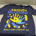 Proud Brother T21 World Down Syndrome Awareness Day Ribbon T T-Shirt (Blue, L)