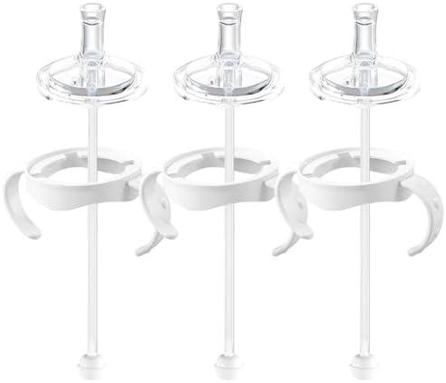 Sippy Cup Conversion Kit for Philips Avent Natural Baby Bottles, Soft Straw top and Weighted Sippy Cup Transition Kit with Handles for Kids, Pack of 3