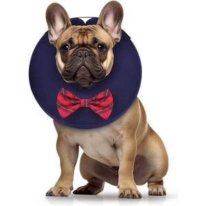 MIDOG Dog Cone Collar for Large Medium Dogs, Soft Inflatable Dog Cone Alternative After Surgery, Adjustable Protective Recovery Cone - Alternative E Collar Does Not Block Vision (Bow Tie,M+)